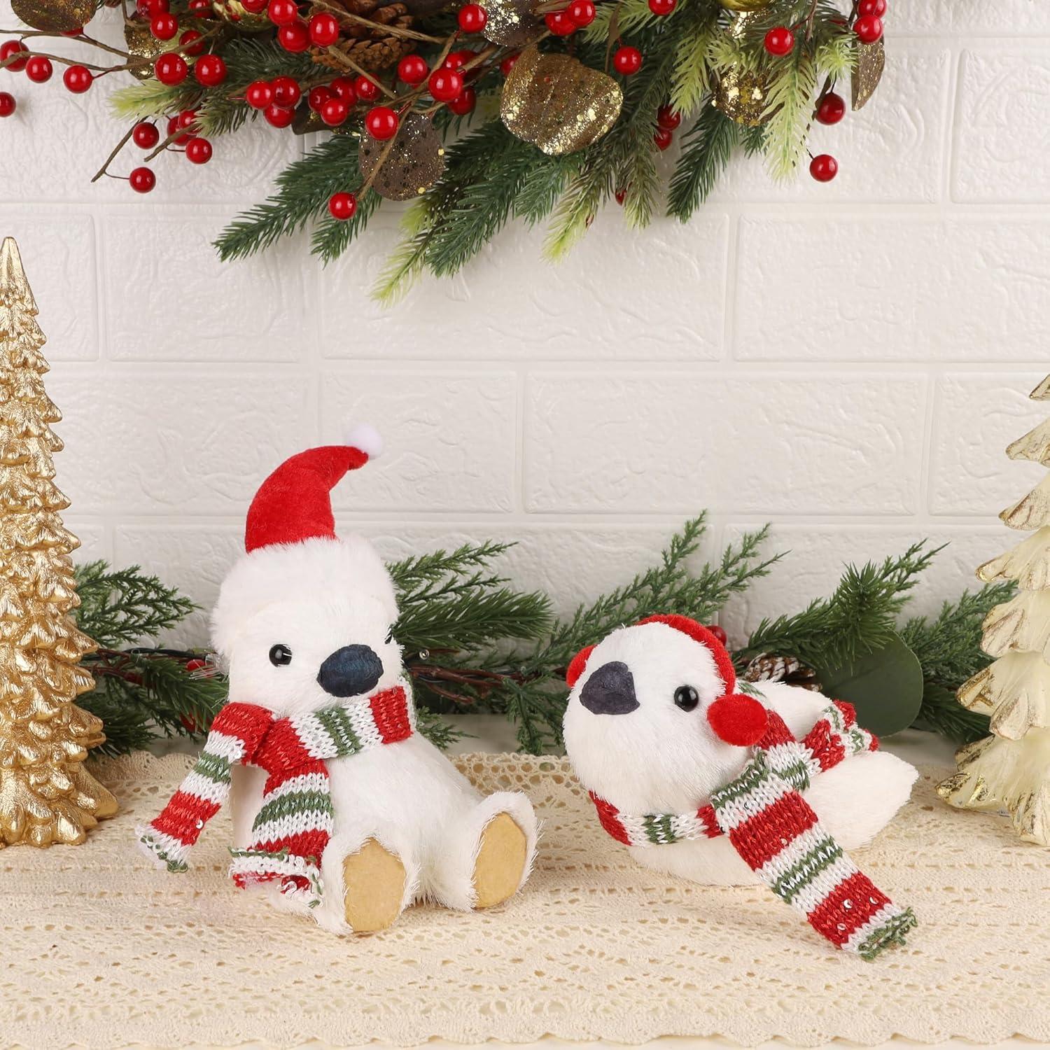 imagewinemana 2 Pack Christmas Decorations Indoor Penguins Tabletop Ornament with Hat Scarf for Xmas Home Decor Penguin Gifts Holiday Figurines for Mantel Office Desk Centerpiece