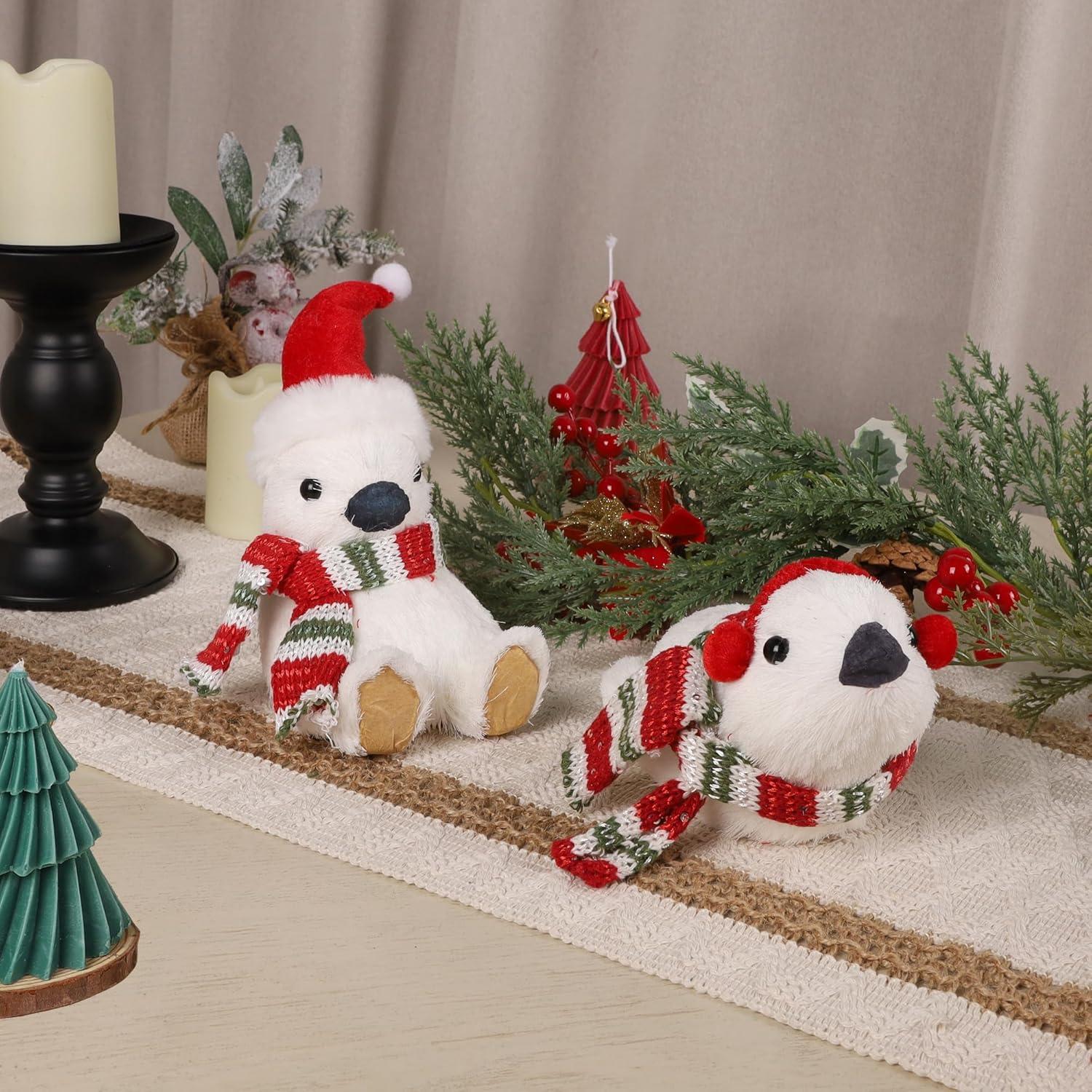 imagewinemana 2 Pack Christmas Decorations Indoor Penguins Tabletop Ornament with Hat Scarf for Xmas Home Decor Penguin Gifts Holiday Figurines for Mantel Office Desk Centerpiece