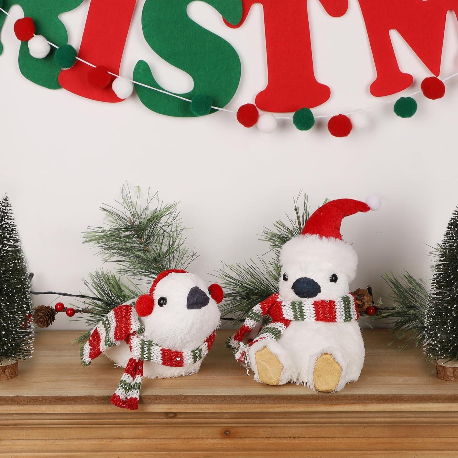 imagewinemana 2 Pack Christmas Decorations Indoor Penguins Tabletop Ornament with Hat Scarf for Xmas Home Decor Penguin Gifts Holiday Figurines for Mantel Office Desk Centerpiece