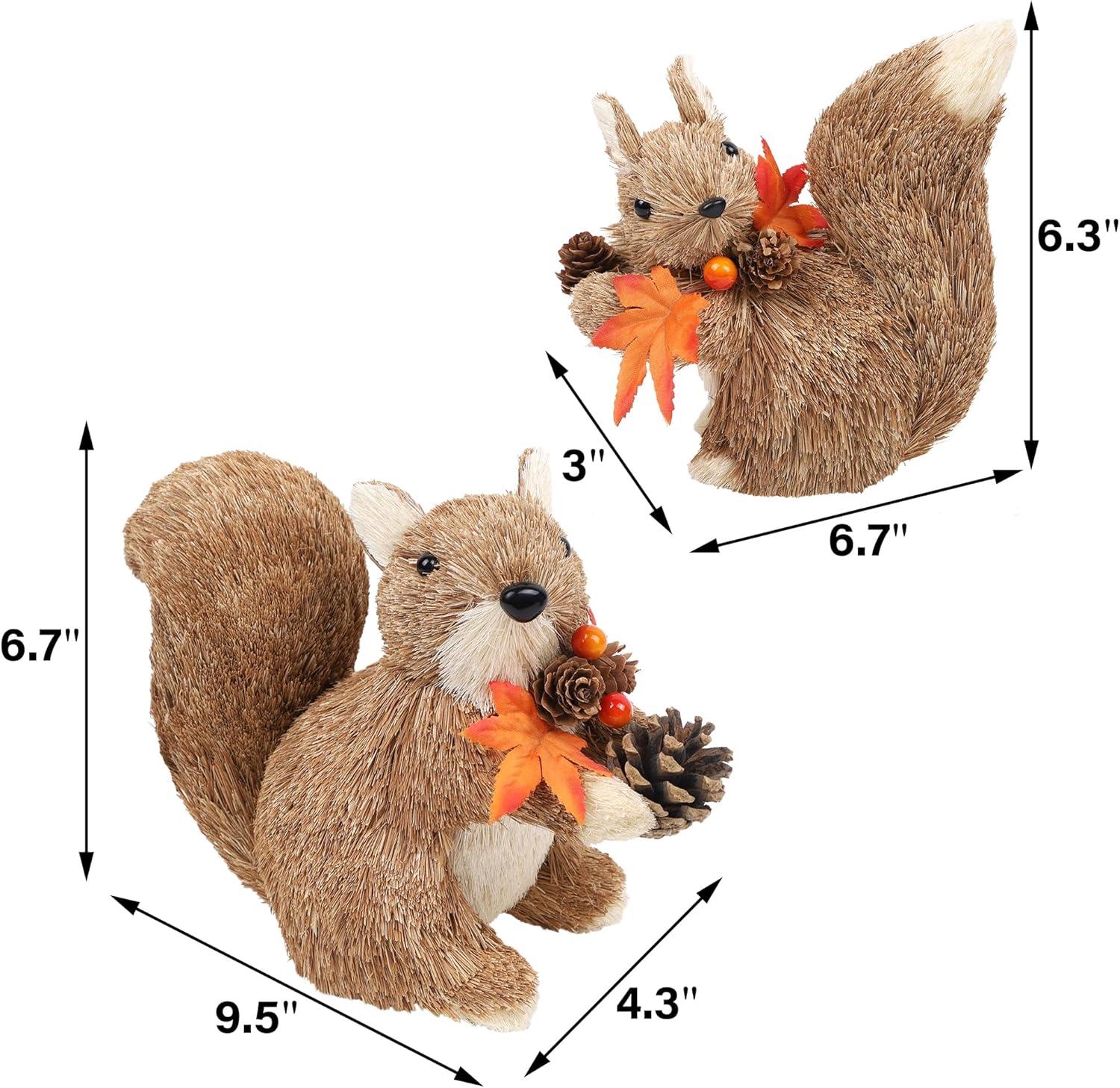 imagewinemana 2 Pack Fall Decor Fox Thanksgiving Decorations Indoor Sisal Foxes for Home Table Centerpiece Handmade Autumn Woodland Animal Friend Figurines with Pumpkin for Shelf Office Dcorstyle 3