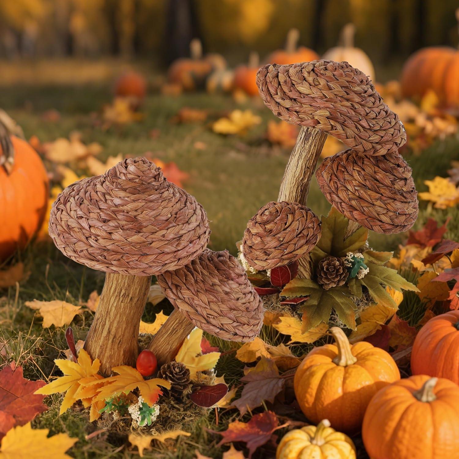 imagewinemana 2 Pack Fall Decor Fox Thanksgiving Decorations Indoor Sisal Foxes for Home Table Centerpiece Handmade Autumn Woodland Animal Friend Figurines with Pumpkin for Shelf Office Dcorstyle 4