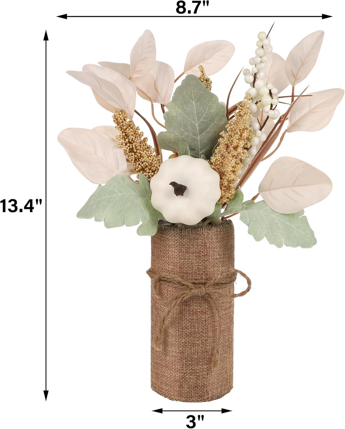 imagewinemana 2 Pack Fall Table Decor Fake Pumpkin Leaf Berry Dining Table Centerpiece Thanksgiving Decorations for Harvest Wedding Room Home Farmhouse Porch