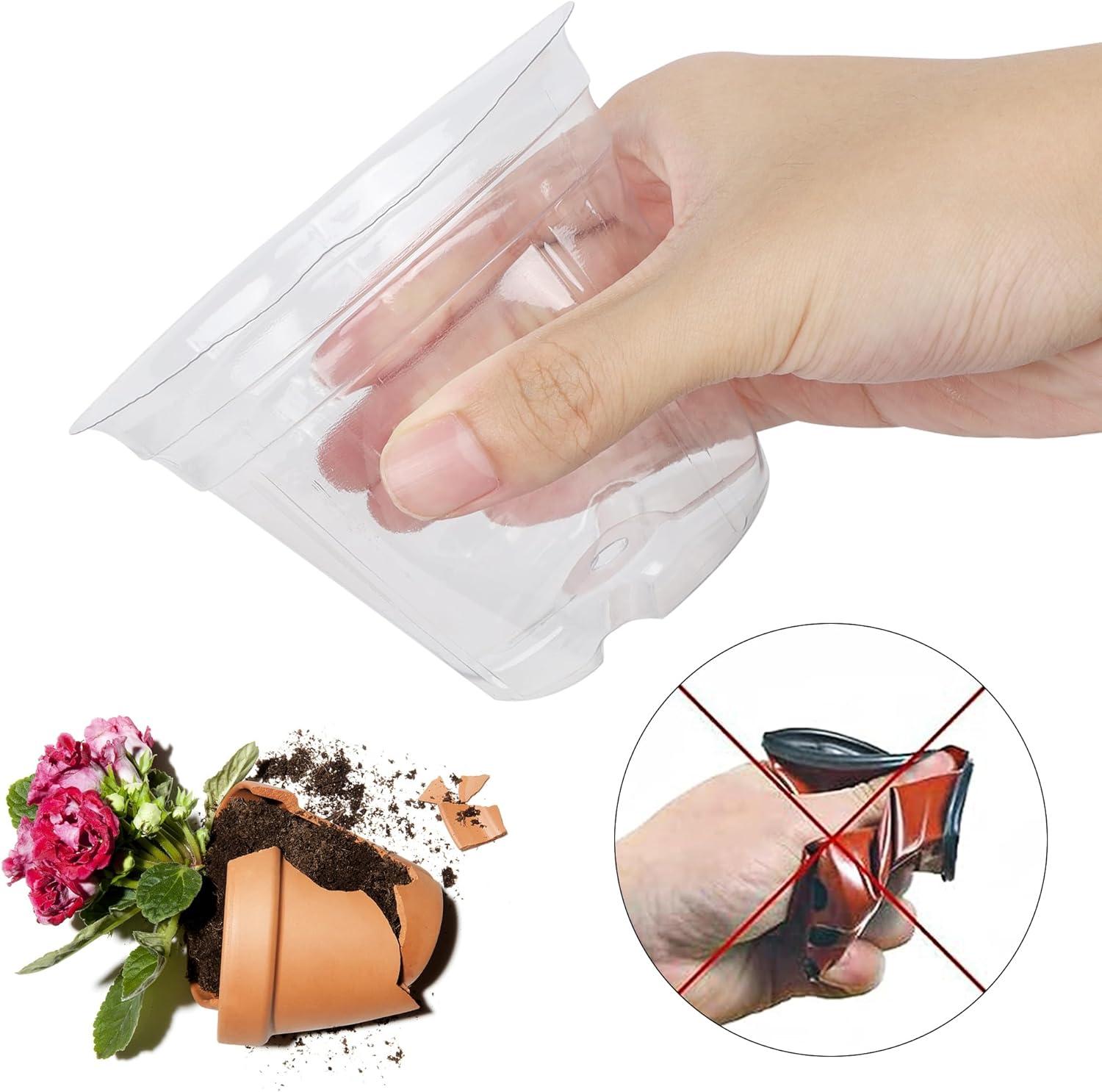 imagewinemana 4 Inch Seed Starter Tray for Vegetable Herb Lettuce Seeds Plant Pots for Potting Soil Indoor Plants Clear Nursery Pots Plastic Planting Pots Garden Flower Pots 60 Packs4 Inch60Pack