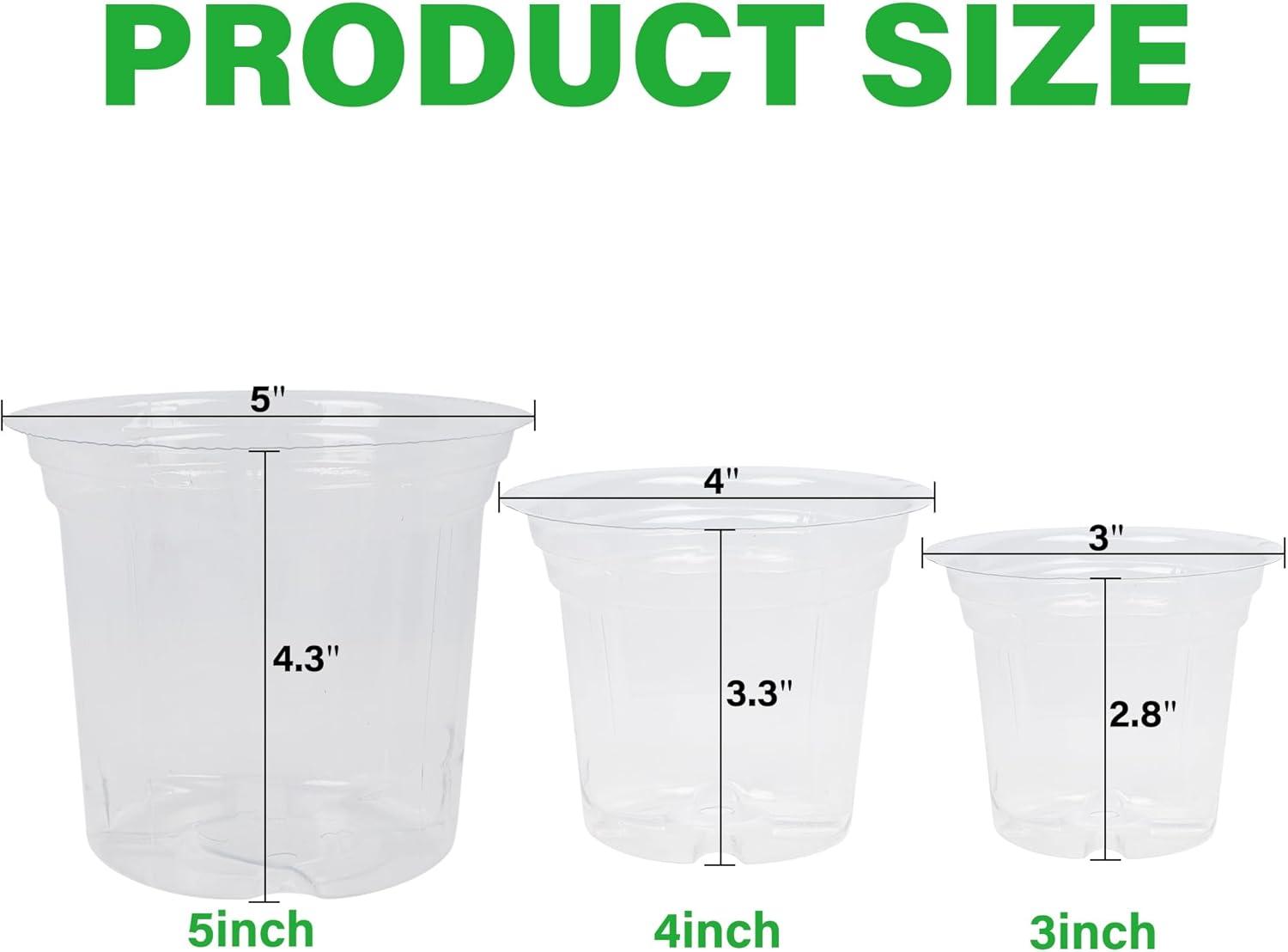 imagewinemana 4 Inch Seed Starter Tray for Vegetable Herb Lettuce Seeds Plant Pots for Potting Soil Indoor Plants Clear Nursery Pots Plastic Planting Pots Garden Flower Pots 60 Packs4 Inch60Pack