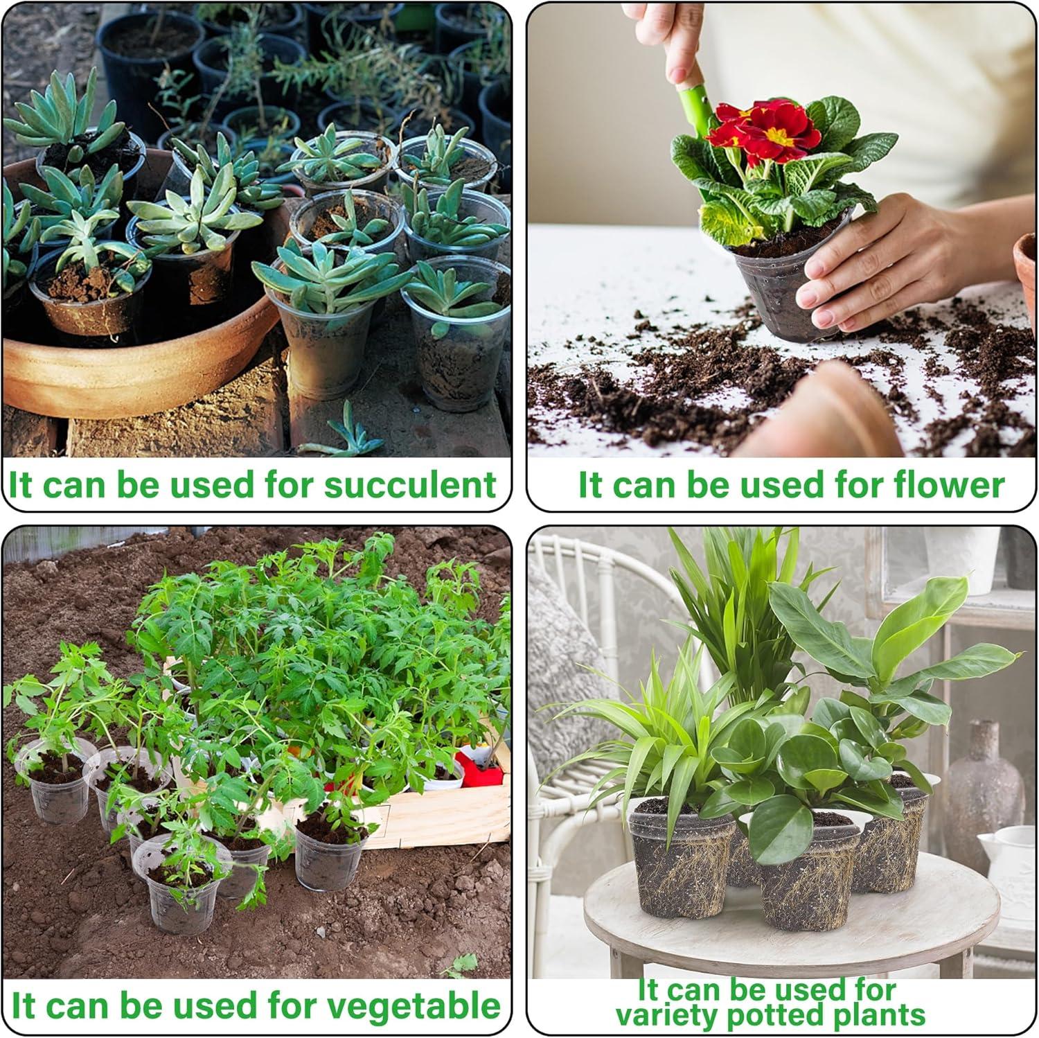 imagewinemana 4 Inch Seed Starter Tray for Vegetable Herb Lettuce Seeds Plant Pots for Potting Soil Indoor Plants Clear Nursery Pots Plastic Planting Pots Garden Flower Pots 60 Packs4 Inch60Pack