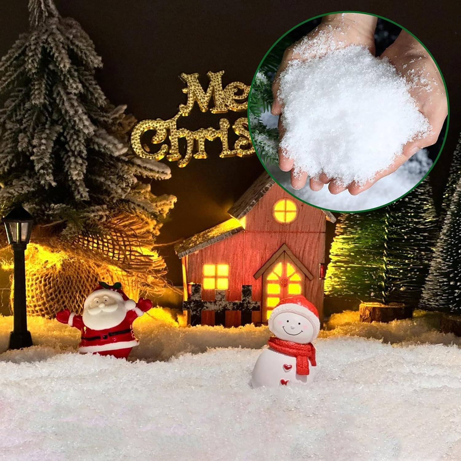 imagewinemana Christmas Fake Snow 3Piece Set Decorations Snow Blanket Roll Artificial Snowflakes Fluffy Snow for Christmas Village Houses Display Winter White Wonderland Kitchen Table Top Decor