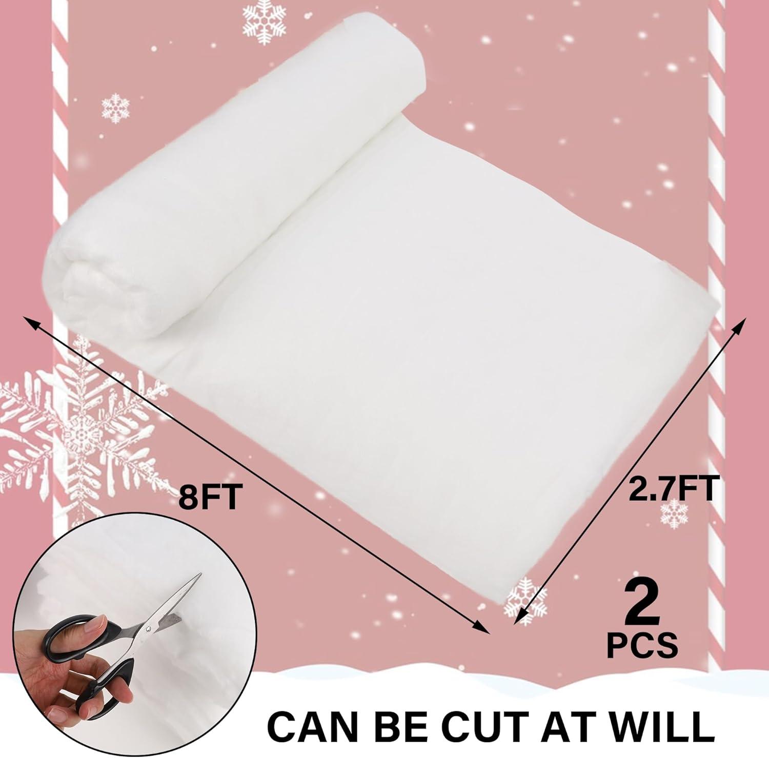 imagewinemana Christmas Snow Decorations 8x27 FT Fake Snow Blanket Roll for Xmas Village Tree Houses Scene Display White Winter Decor Artificial Snow for Indoor Table Runner Party Wonderland Accessories2