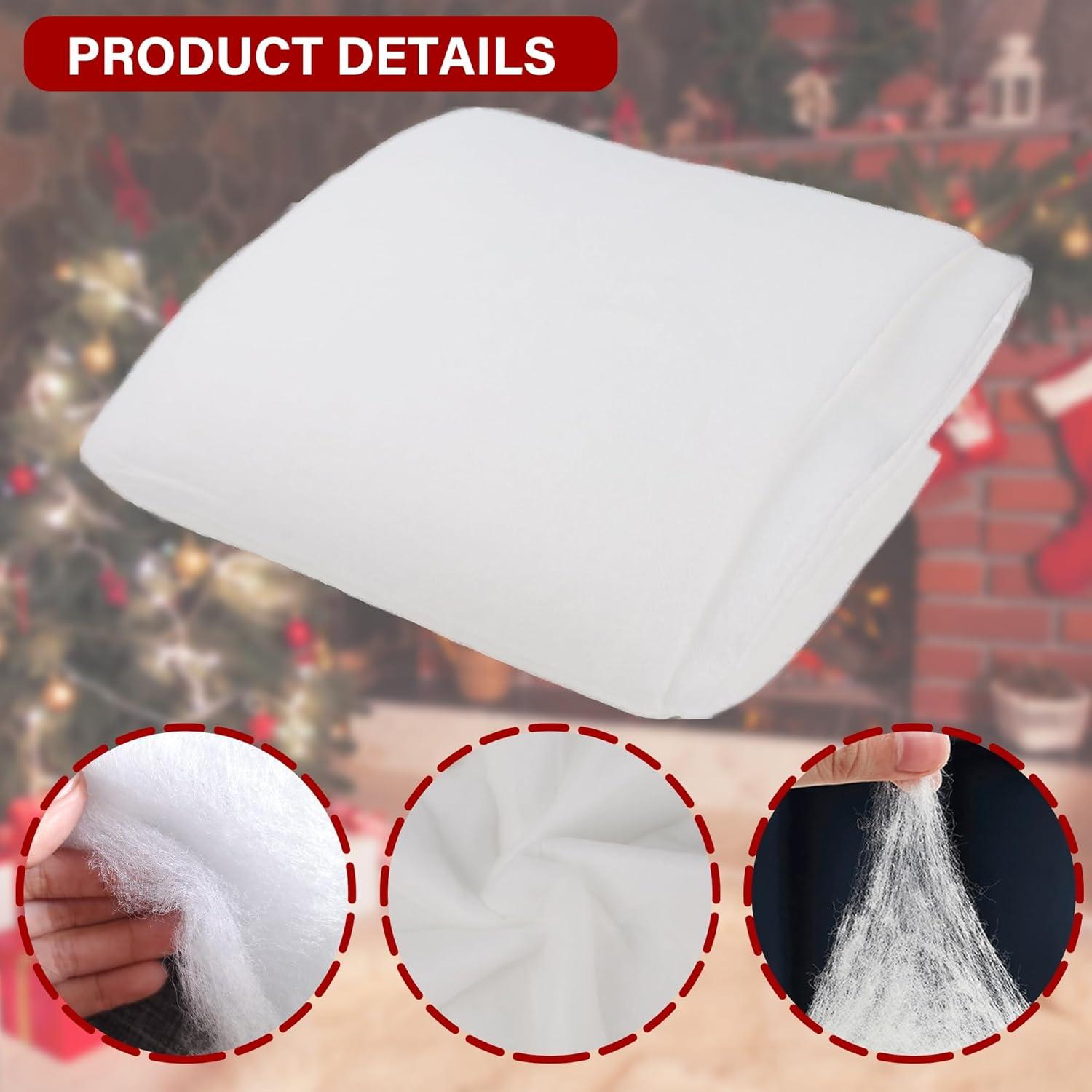 imagewinemana Christmas Snow Decorations 8x27 FT Fake Snow Blanket Roll for Xmas Village Tree Houses Scene Display White Winter Decor Artificial Snow for Indoor Table Runner Party Wonderland Accessories2