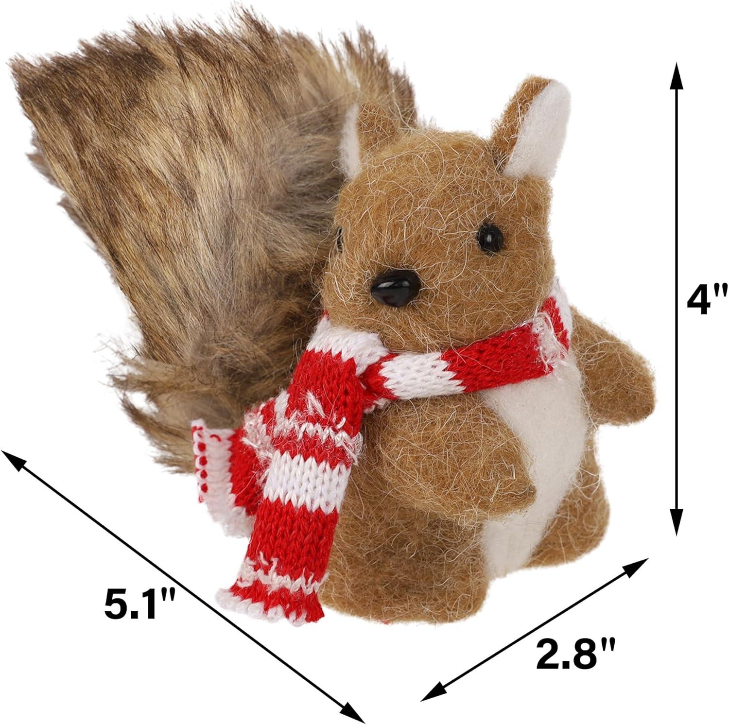 imagewinemana Christmas Squirrel Table Decor Set of 2 Squirrel Ornaments Woodland Animals Figurine with Scarf Christmas Winter Holiday Decorations for Indoor Home Mantle Office Xmas Gifts