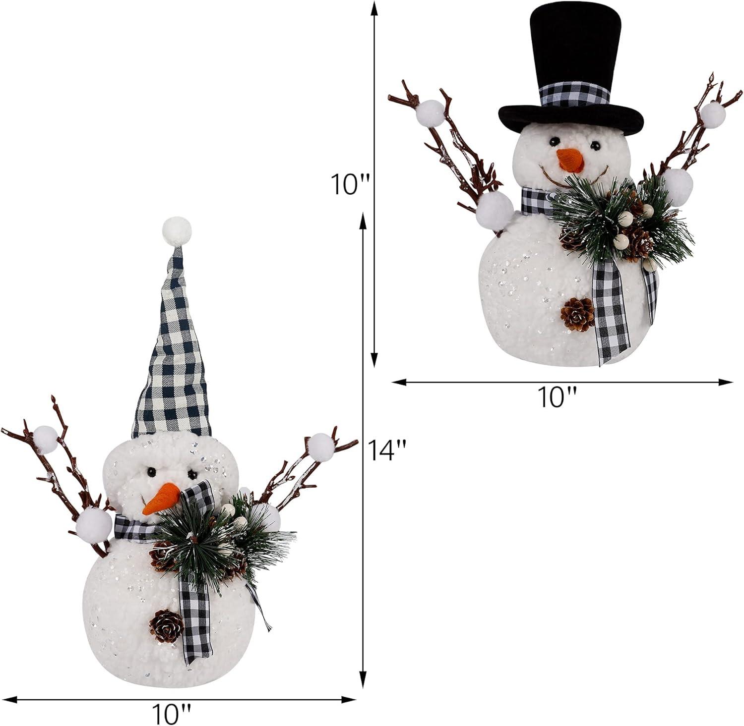 imagewinemana Christmas Table Decorations Set of 2 Snowman with Pine Cone Twigs Winter Tabletop Decor for Indoor Home Kitchen Office Room Xmas Gifts Holiday Party