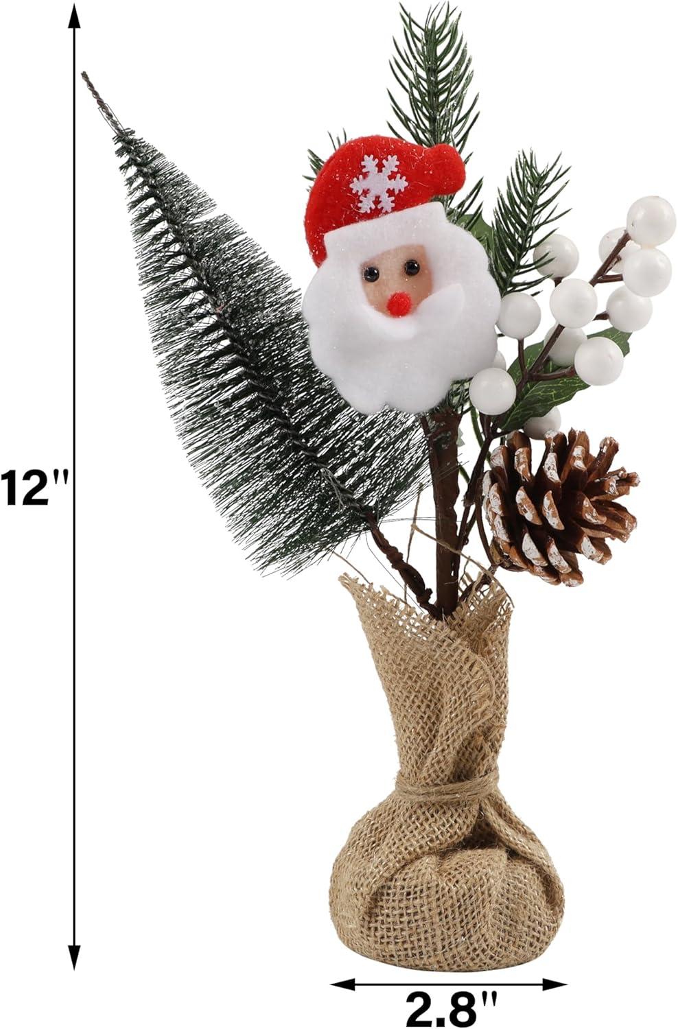 imagewinemana Mini Christmas Tree Table Decorations Indoor 3 Pcs Small Artificial Xmas Trees Decoration with Red Berries Pine Cone for Centerpiece Kitchen Office Tabletop Home Holiday Decorstyle 5