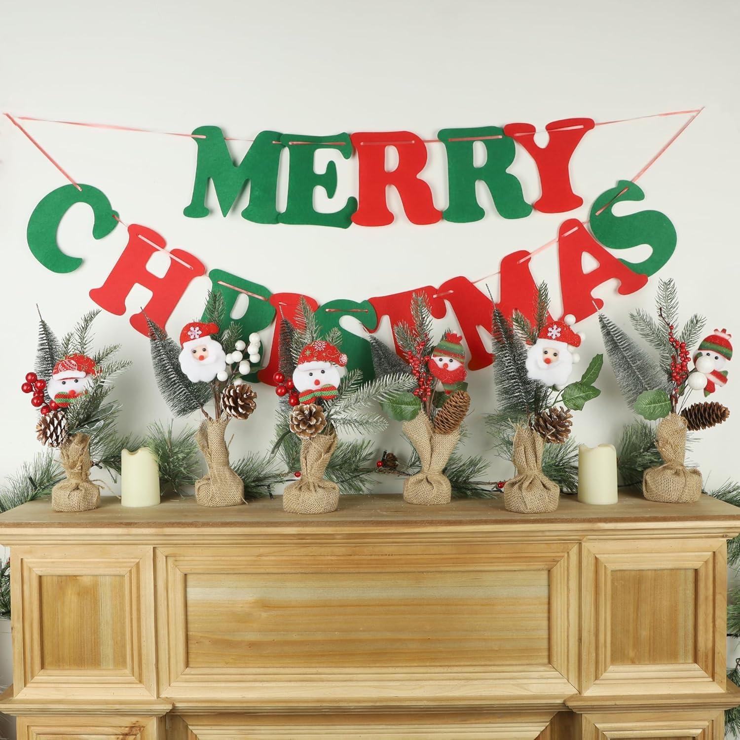 imagewinemana Mini Christmas Tree Table Decorations Indoor 3 Pcs Small Artificial Xmas Trees Decoration with Red Berries Pine Cone for Centerpiece Kitchen Office Tabletop Home Holiday Decorstyle 5