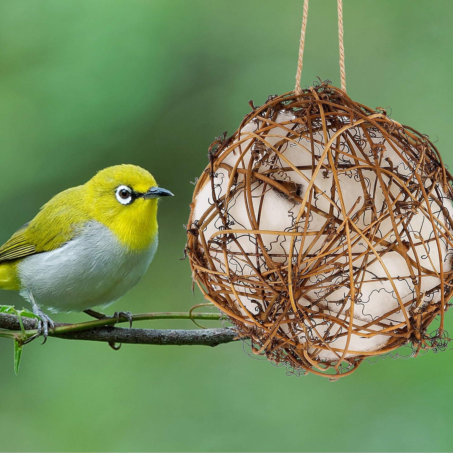 imagewinemana Set of 3 Globe Hummingbird Nesters Full of Bird Nesting Materials Design for Bird Lovers Idea Bird Gifts in Outdoor Indoor Patio Garden