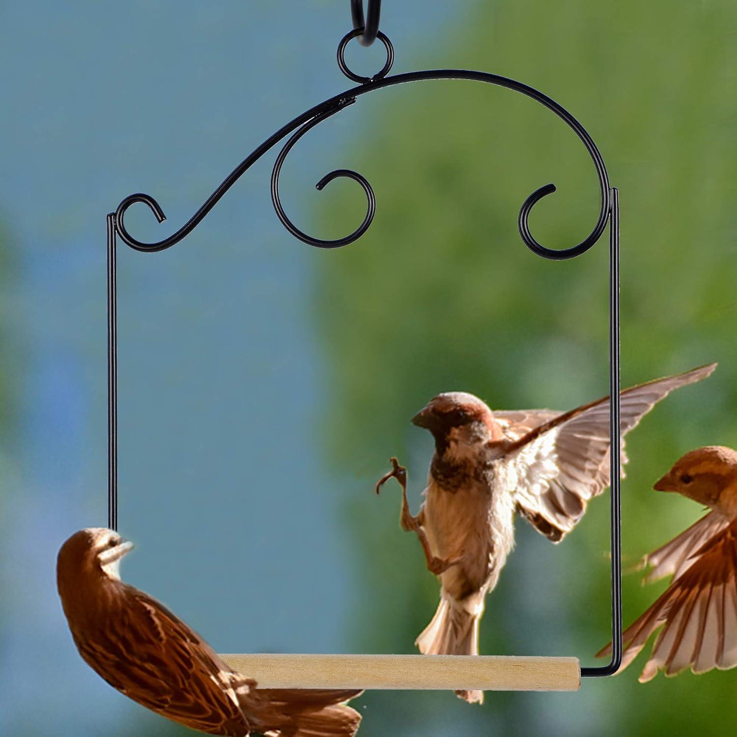 imagewinemana Set of 3 Hummingbird Swings Rust Resistant Metal Frame Wooden Dowel Attach to Bird Feeders Perfect for Hanging Indoor Office Outdoor Trunk Lawn Patio Garden 75quot x 56quot