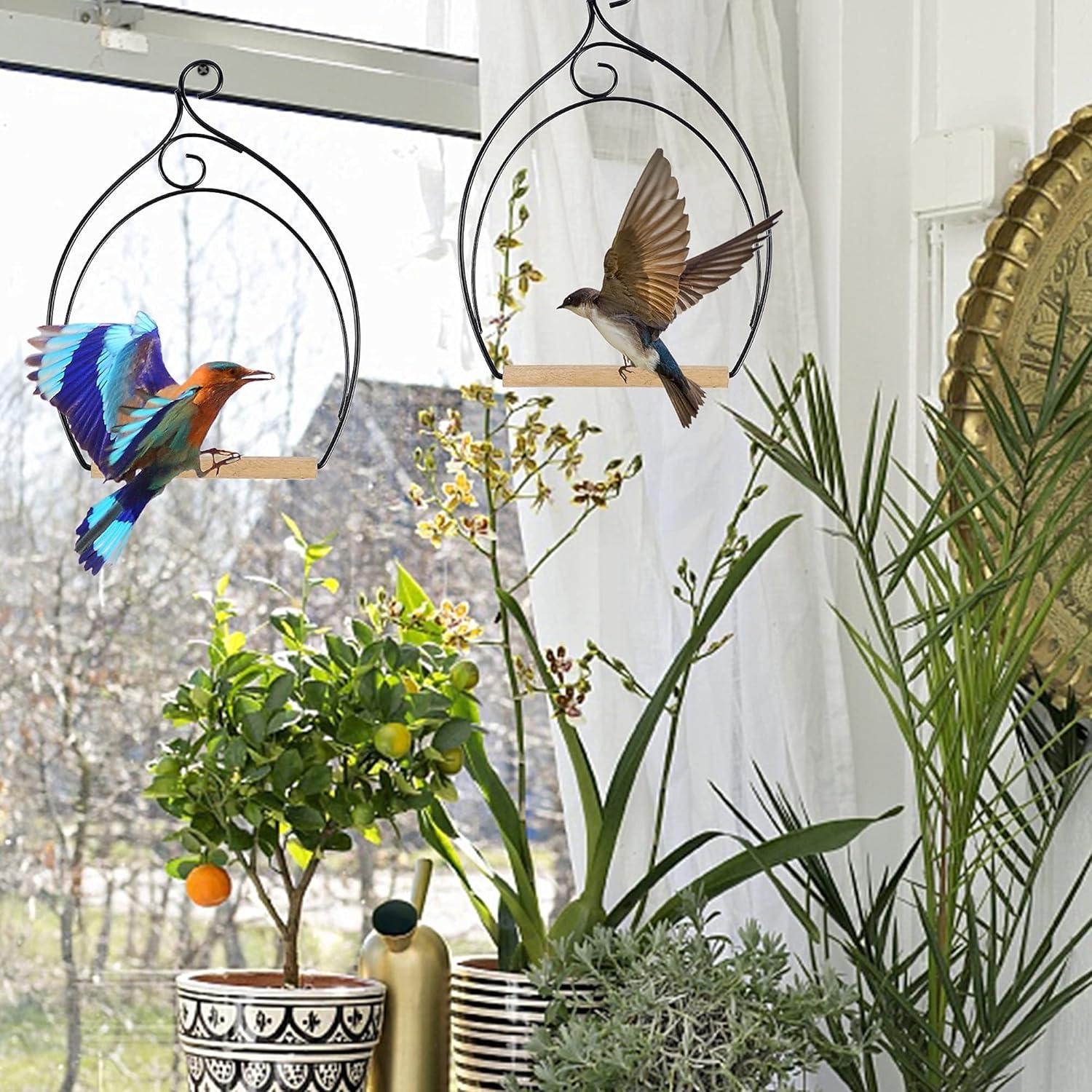 imagewinemana Set of 3 Hummingbird Swings Rust Resistant Metal Frame Wooden Dowel Attach to Bird Feeders Perfect for Hanging Indoor Office Outdoor Trunk Lawn Patio Garden 74quot x 55quot