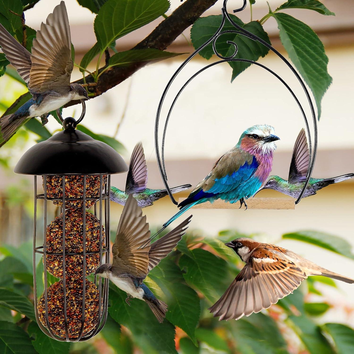 imagewinemana Set of 3 Hummingbird Swings Rust Resistant Metal Frame Wooden Dowel Attach to Bird Feeders Perfect for Hanging Indoor Office Outdoor Trunk Lawn Patio Garden 74quot x 55quot