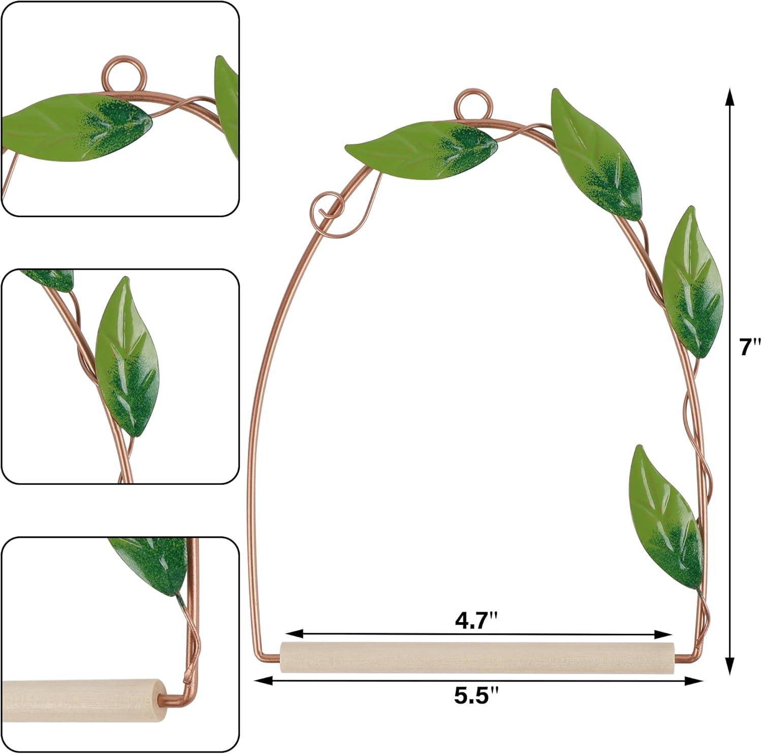 imagewinemana Set of 3 Hummingbird Swings and Perches Rust Resistant Metal Frame with Wooden Dowel Bird Feeders Accessories for Hanging Balcony Garden Backyard Patio Porch Indoor Outdoor Decor Copper