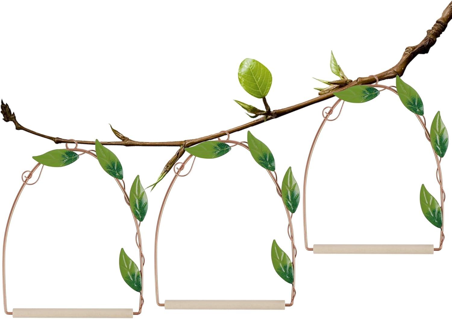 imagewinemana Set of 3 Hummingbird Swings and Perches Rust Resistant Metal Frame with Wooden Dowel Bird Feeders Accessories for Hanging Balcony Garden Backyard Patio Porch Indoor Outdoor Decor Copper