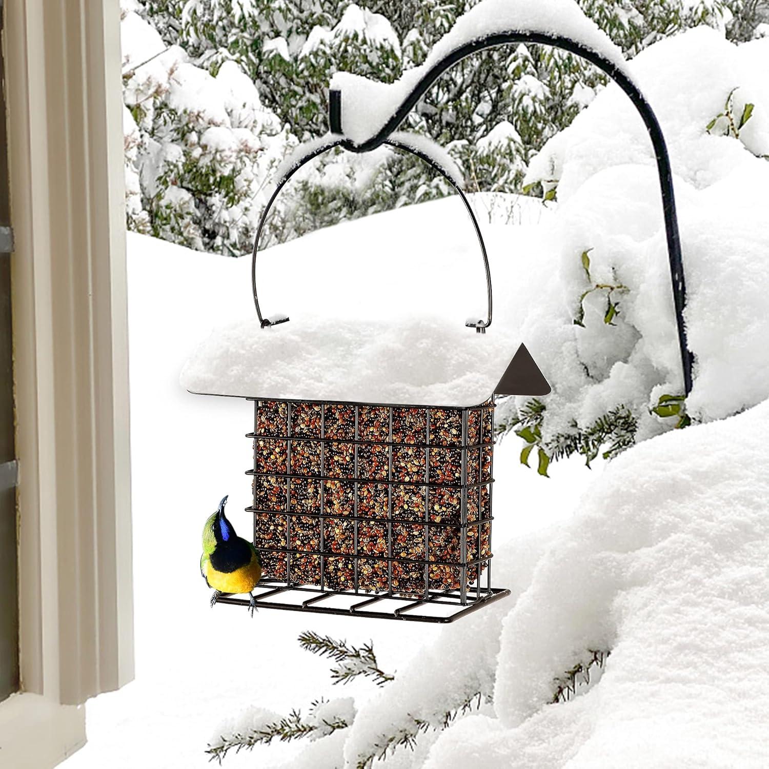 imagewinemana Suet Feeder for Outside Hanging Metal Suet Cake Holder Squirrel Proof Weatherproof Bird Feeders for Wild Birds Woodpecker Single Suet Cage for Outdoor GardenOriginal