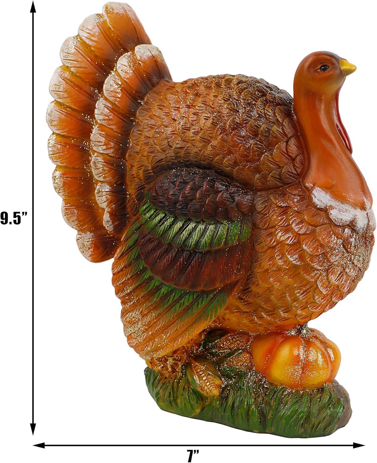 imagewinemana Thanksgiving Table Decorations Resin Turkey with Pumpkin HandPainted Fall Figurine Centerpiece for Home Kitchen Office Harvest Day Decorstyle 2
