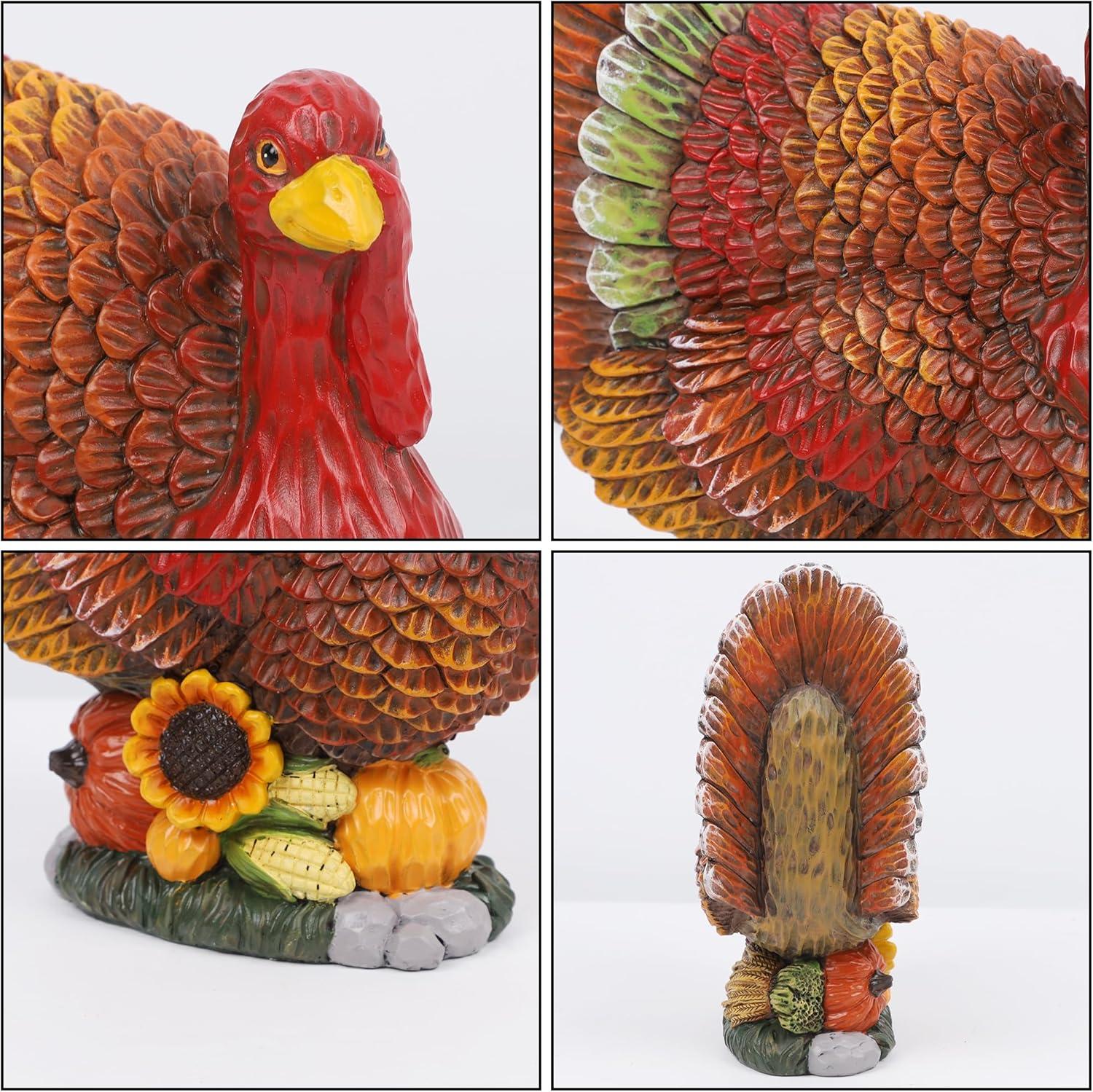 imagewinemana Thanksgiving Table Decorations Resin Turkey with Pumpkin HandPainted Fall Figurine Centerpiece for Home Kitchen Office Harvest Day Decorstyle 1