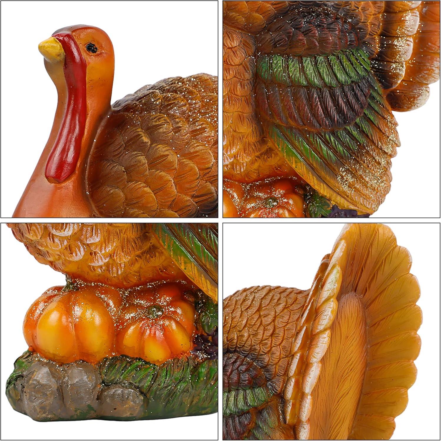 imagewinemana Thanksgiving Table Decorations Resin Turkey with Pumpkin HandPainted Fall Figurine Centerpiece for Home Kitchen Office Harvest Day Decorstyle 2