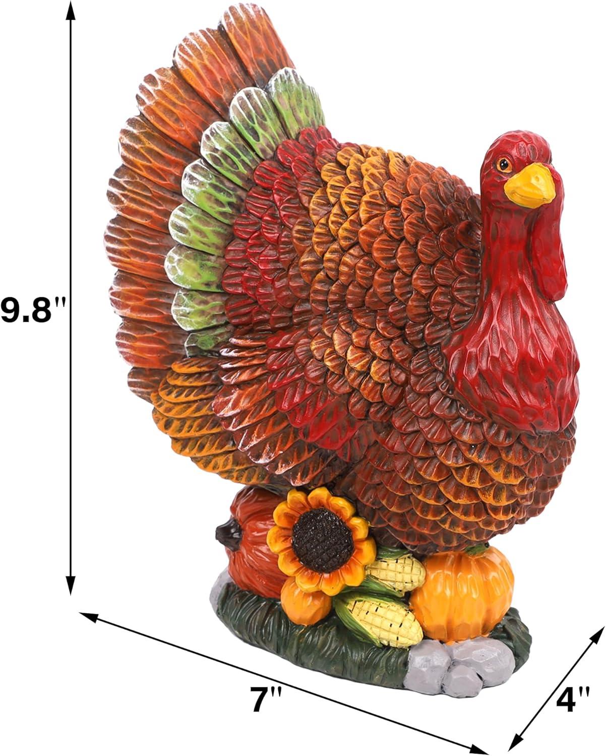 imagewinemana Thanksgiving Table Decorations Resin Turkey with Pumpkin HandPainted Fall Figurine Centerpiece for Home Kitchen Office Harvest Day Decorstyle 1