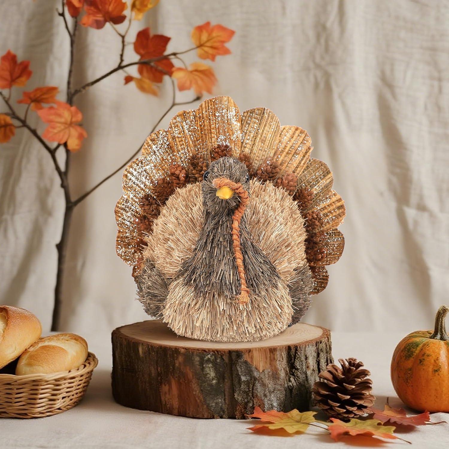 imagewinemana Thanksgiving Turkey Decor  79quot Tall Sisal Turkeys Table Centerpiece with Top Hat Fall ampamp Harvest Home Decor Thanksgiving Decorations Indoorstyle 1