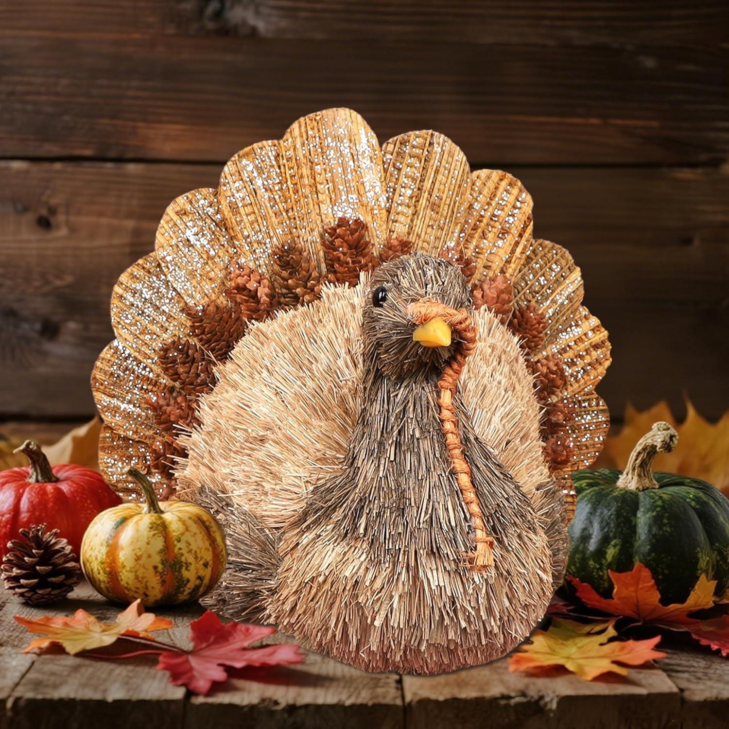 imagewinemana Thanksgiving Turkey Decor  79quot Tall Sisal Turkeys Table Centerpiece with Top Hat Fall ampamp Harvest Home Decor Thanksgiving Decorations Indoorstyle 1