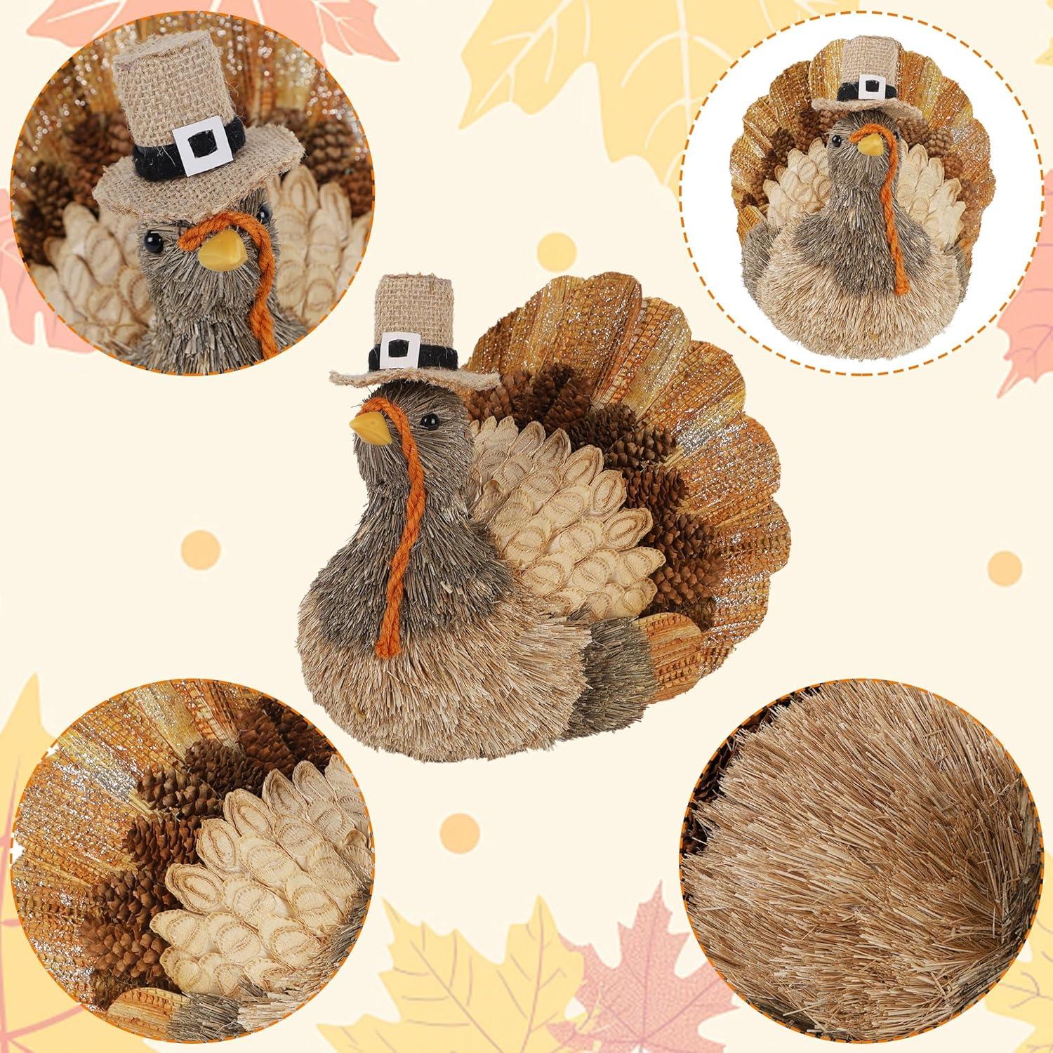 imagewinemana Thanksgiving Turkey Decor  79quot Tall Sisal Turkeys Table Centerpiece with Top Hat Fall ampamp Harvest Home Decor Thanksgiving Decorations Indoorstyle 2