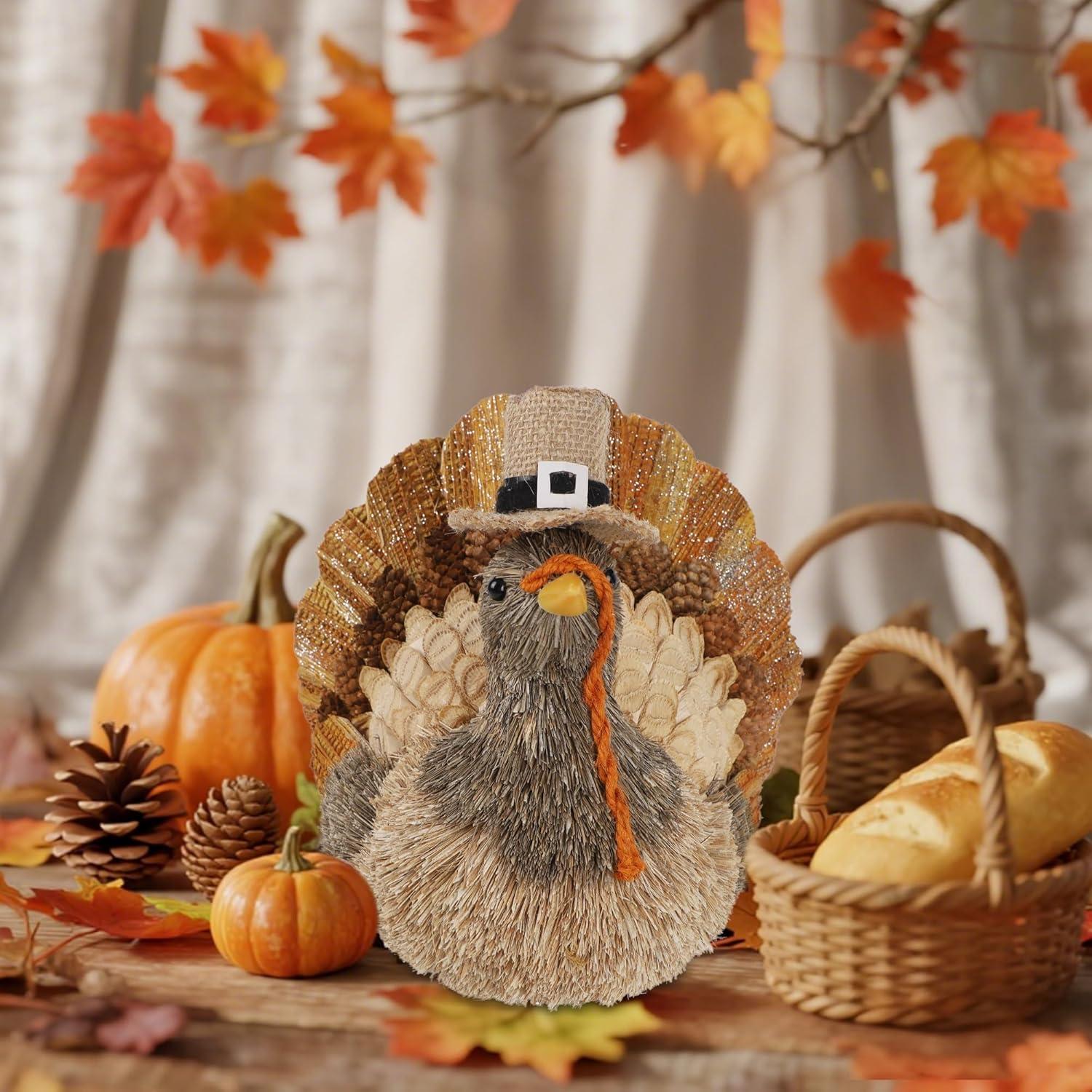 imagewinemana Thanksgiving Turkey Decor  79quot Tall Sisal Turkeys Table Centerpiece with Top Hat Fall ampamp Harvest Home Decor Thanksgiving Decorations Indoorstyle 2