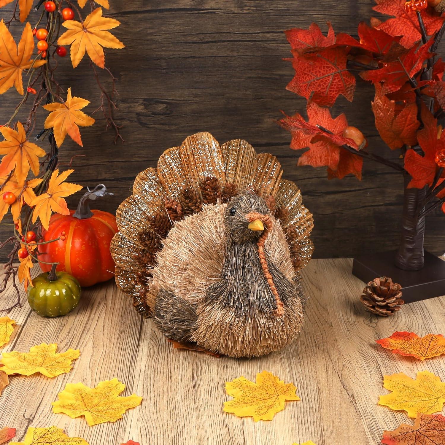 imagewinemana Thanksgiving Turkey Decor  79quot Tall Sisal Turkeys Table Centerpiece with Top Hat Fall ampamp Harvest Home Decor Thanksgiving Decorations Indoorstyle 1