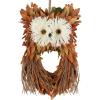 winemana Fall Wreaths for Front Door – 14 Inch Handmade Owl Wreath with Berries & Autumn Leaves, Fall Decorations for Home Outside Farmhouse, Thanksgiving Boho Harvest Decor for Porch