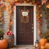 winemana Fall Wreaths for Front Door – 14 Inch Handmade Owl Wreath with Berries & Autumn Leaves, Fall Decorations for Home Outside Farmhouse, Thanksgiving Boho Harvest Decor for Porch