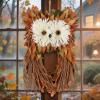winemana Fall Wreaths for Front Door – 14 Inch Handmade Owl Wreath with Berries & Autumn Leaves, Fall Decorations for Home Outside Farmhouse, Thanksgiving Boho Harvest Decor for Porch