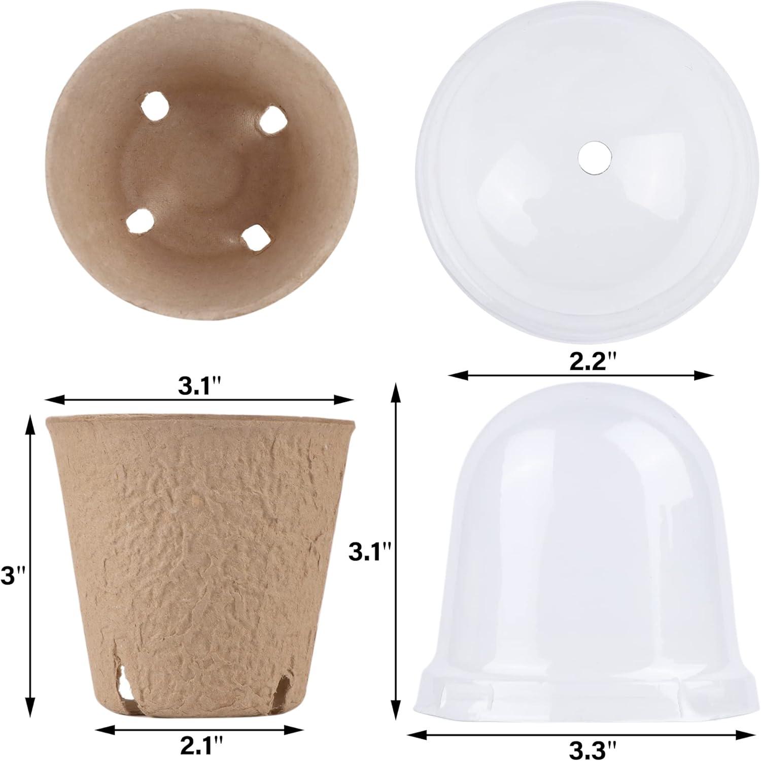 imagewinemana 36 Set Nursery Pots with Humidity Dome Clear Nursery Pots for Plants Seed Starting Pots with Drainage Holes ampamp Plant Labels for Vegetables Flowers Garden PlantsRound