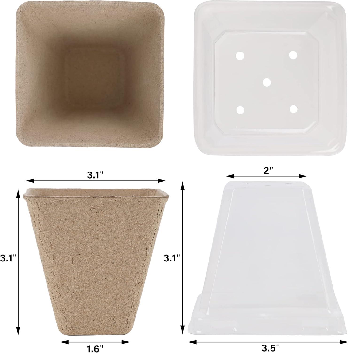 imagewinemana 36 Set Nursery Pots with Humidity Dome Clear Nursery Pots for Plants Seed Starting Pots with Drainage Holes ampamp Plant Labels for Vegetables Flowers Garden PlantsSquare