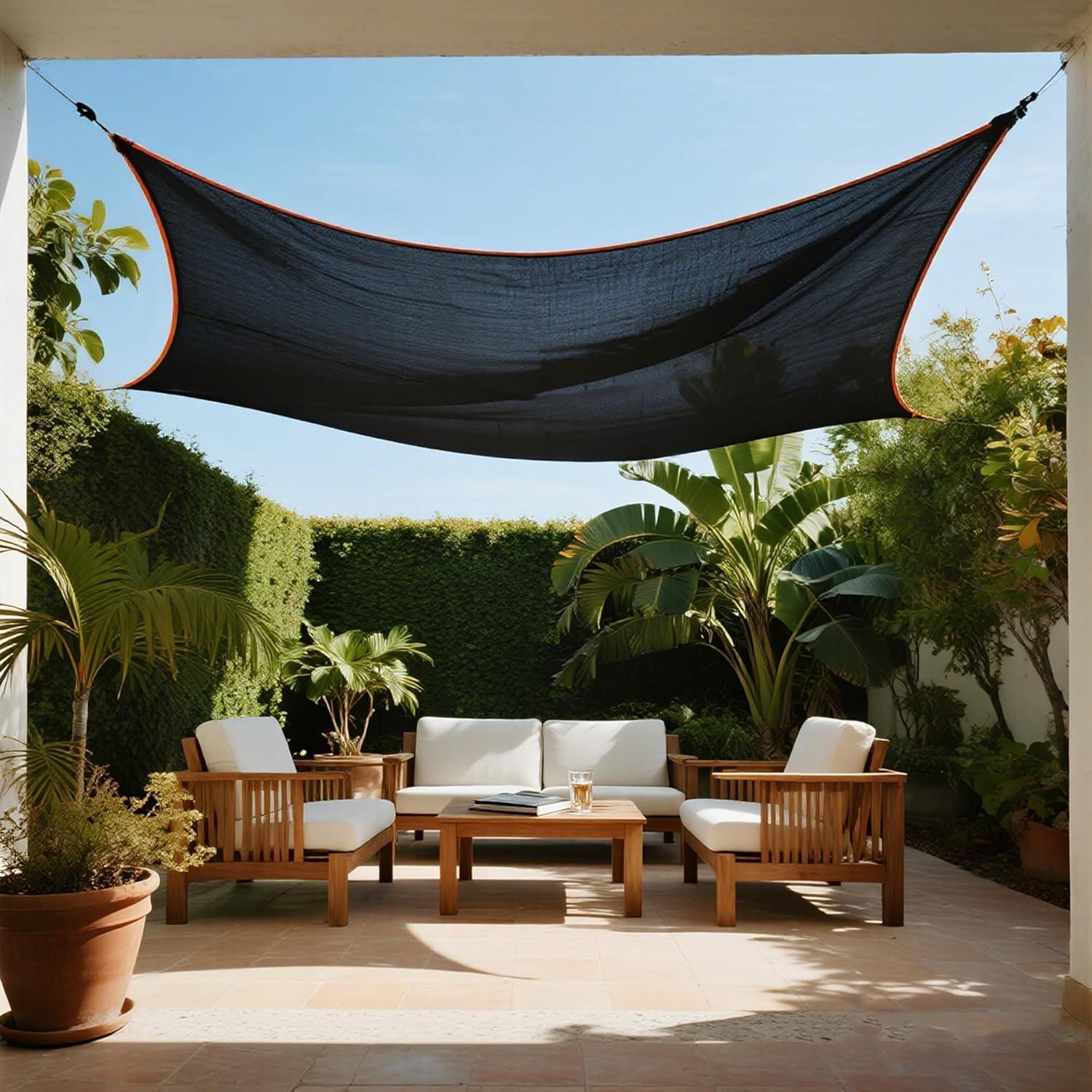 image:imagewinemana Black Shade Cloth 40 5x8 FT Mesh Tarp Garden Shade for Greenhouse Patio Vegetables Plants Cover and Chicken Coops Sun Shade Net for Outdoor Protection with Reinforced Grommets30 FT x 50 FT