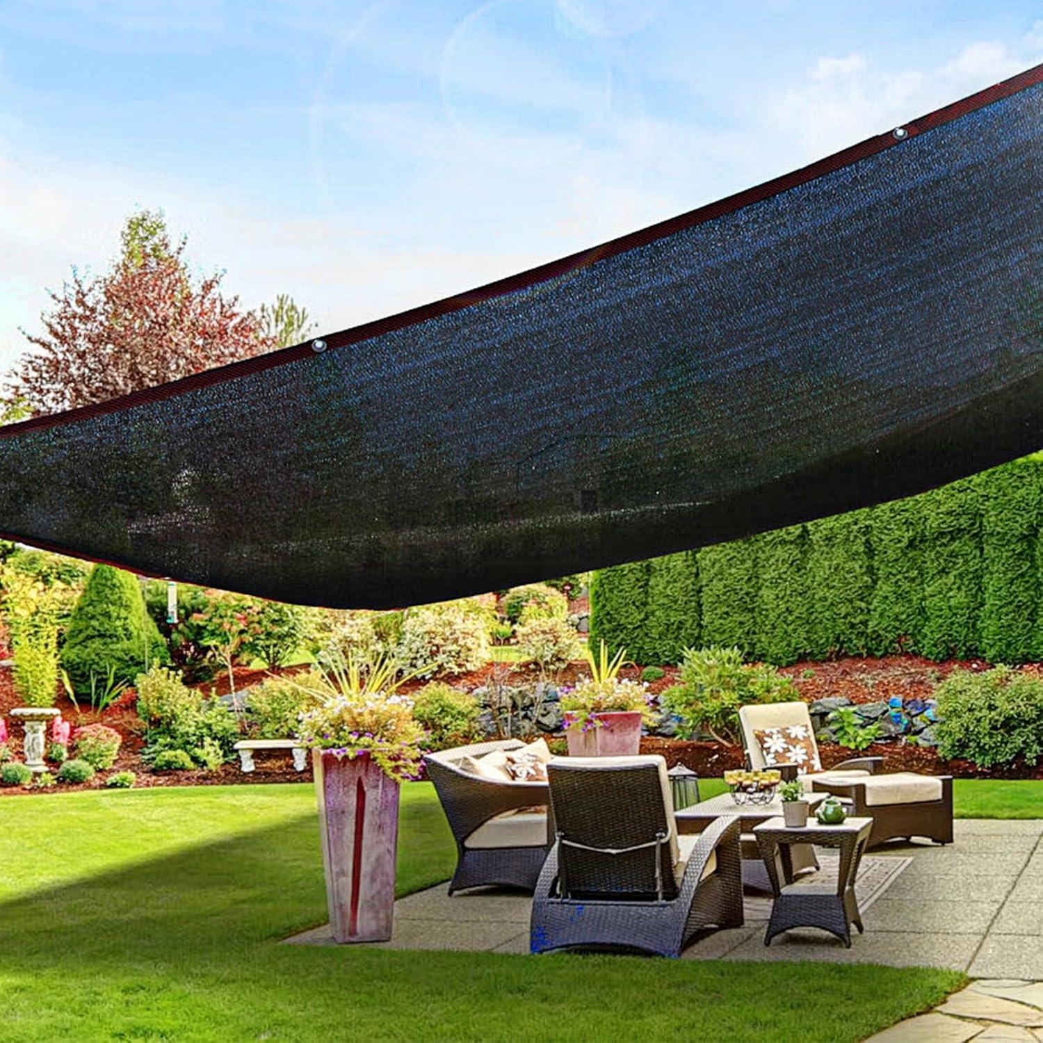 image:imagewinemana Black Shade Cloth 40 5x8 FT Mesh Tarp Garden Shade for Greenhouse Patio Vegetables Plants Cover and Chicken Coops Sun Shade Net for Outdoor Protection with Reinforced Grommets30 FT x 50 FT