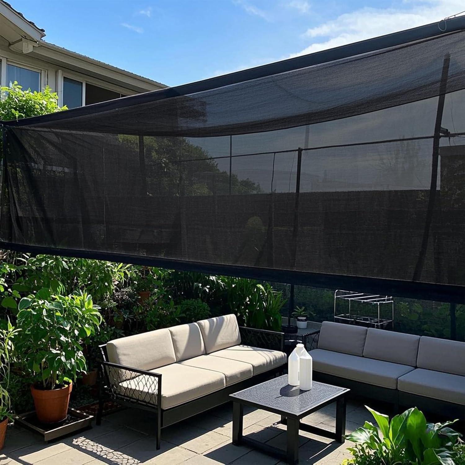 image:imagewinemana Black Shade Cloth 40 5x8 FT Mesh Tarp Garden Shade for Greenhouse Patio Vegetables Plants Cover and Chicken Coops Sun Shade Net for Outdoor Protection with Reinforced Grommets5 FT x 20 FT