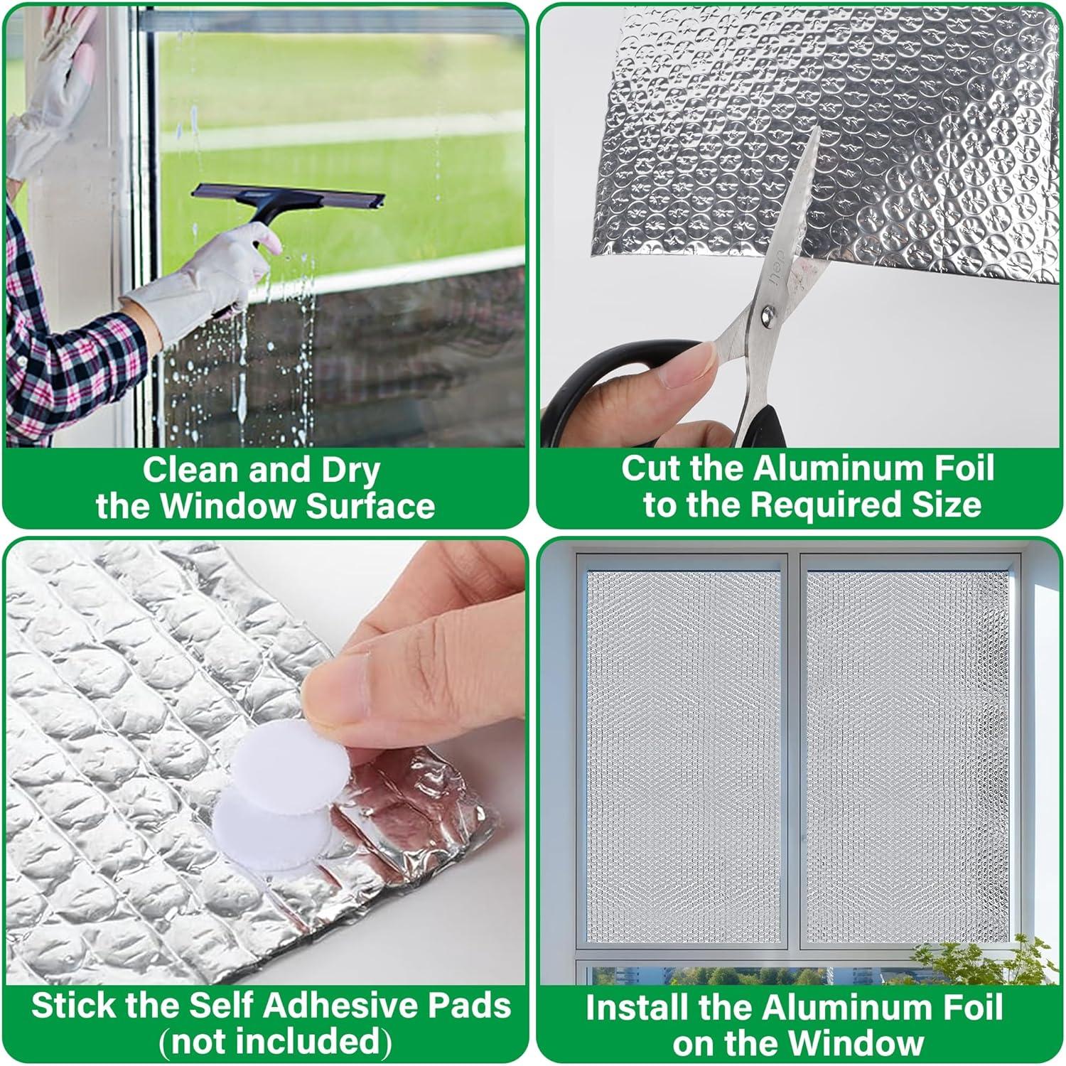 image:imagewinemana Window Insulation Roll 48IN x 20FT Reflective Heat Shield Bubble Film DoubleSided Aluminum Foil Insulation Weatherproof Garage Door Cover for Windows RV Basement Winter amp Summer48 in x 20 ft