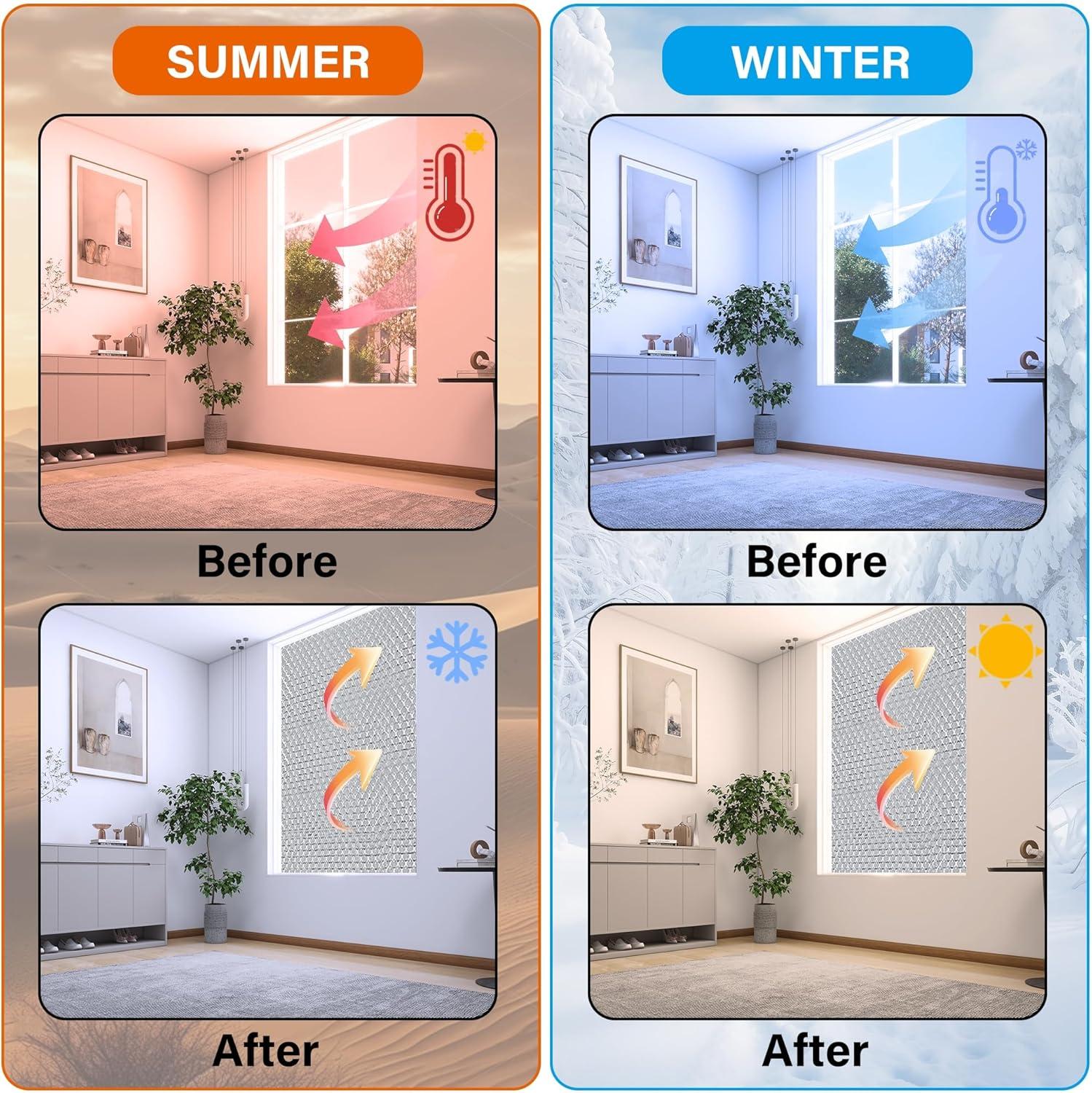 image:imagewinemana Window Insulation Roll 48IN x 20FT Reflective Heat Shield Bubble Film DoubleSided Aluminum Foil Insulation Weatherproof Garage Door Cover for Windows RV Basement Winter amp Summer24 in x 15 ft