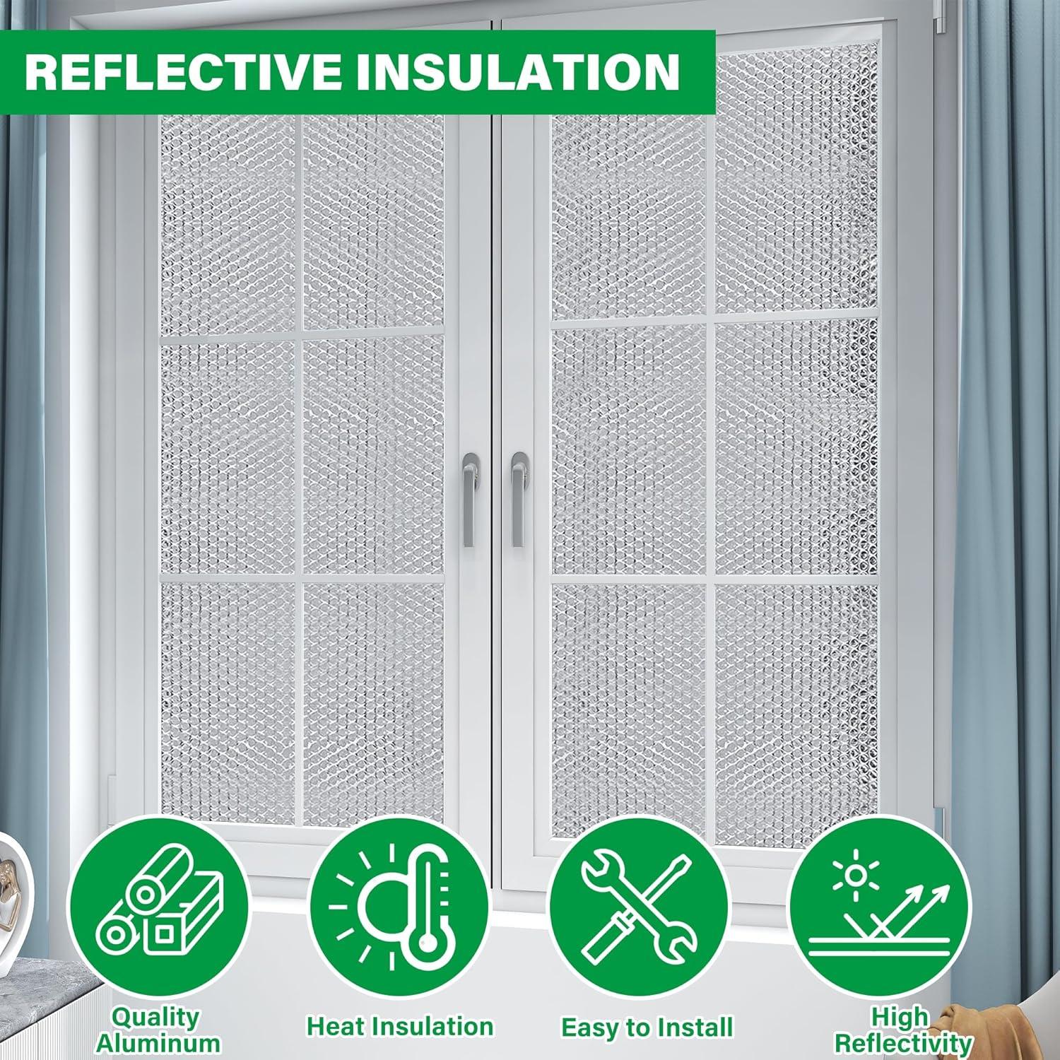 image:imagewinemana Window Insulation Roll 48IN x 20FT Reflective Heat Shield Bubble Film DoubleSided Aluminum Foil Insulation Weatherproof Garage Door Cover for Windows RV Basement Winter amp Summer48 in x 20 ft